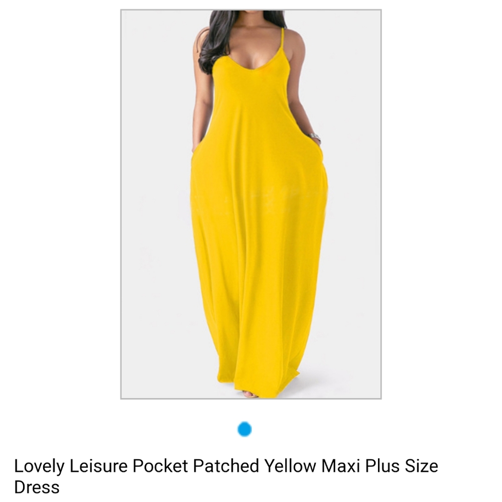 New yellow maxi dress plus size with pockets